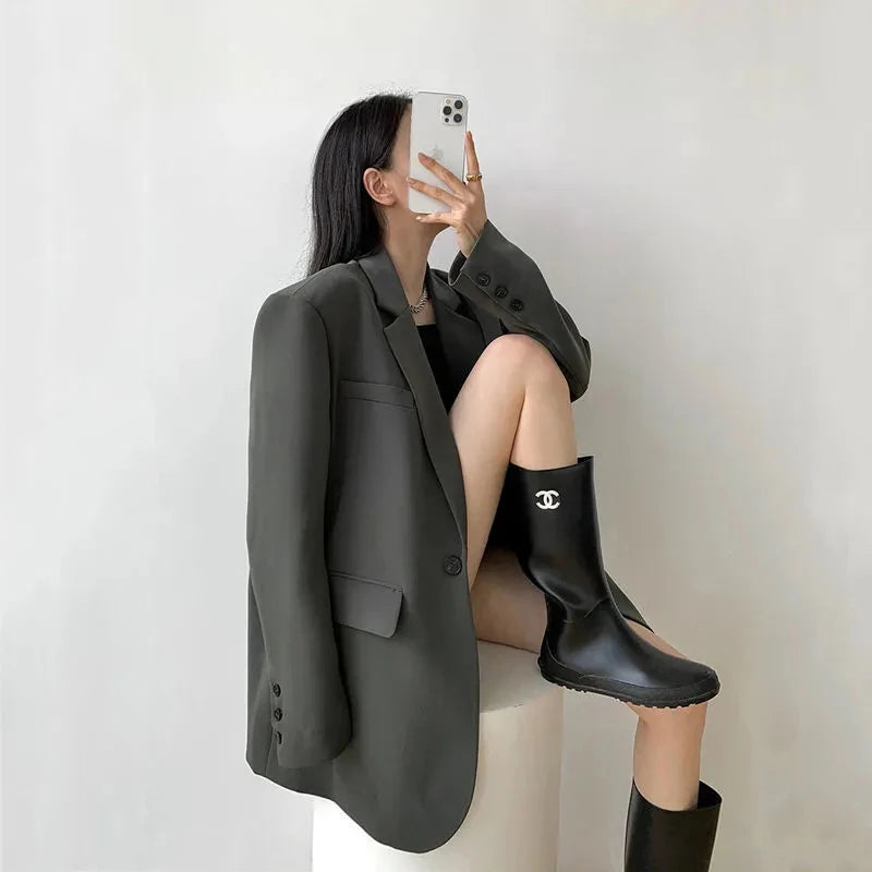 Black Office Suit Jacket – Single Button Blazer