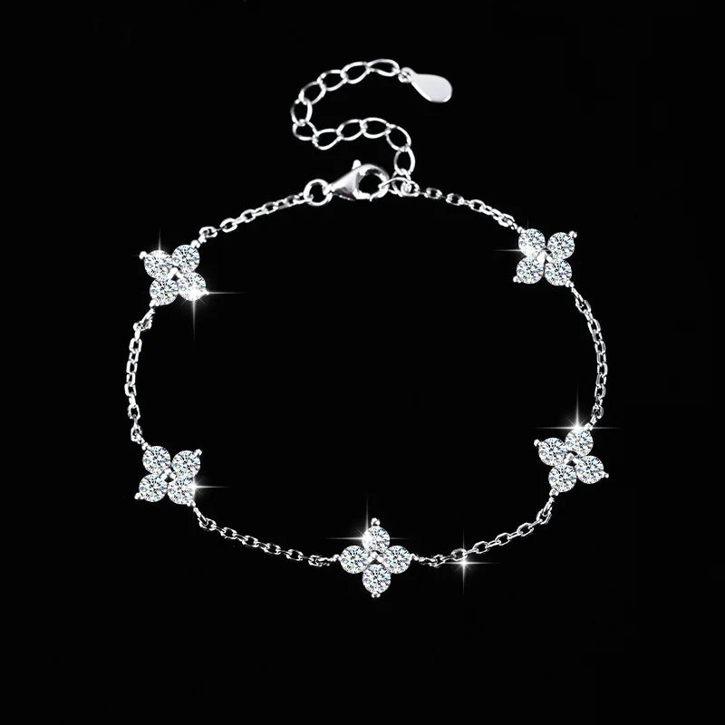 925 Silver Crystal Flower Bracelet