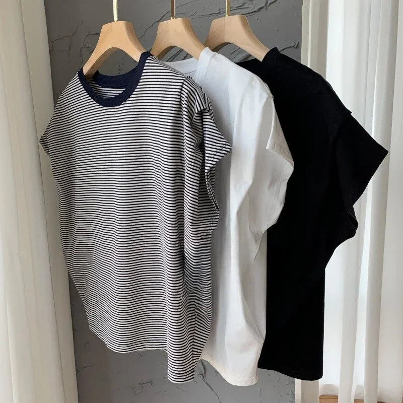 Oversized Short Sleeve Plain Cotton T-Shirt – Clearance Loose Fit Top