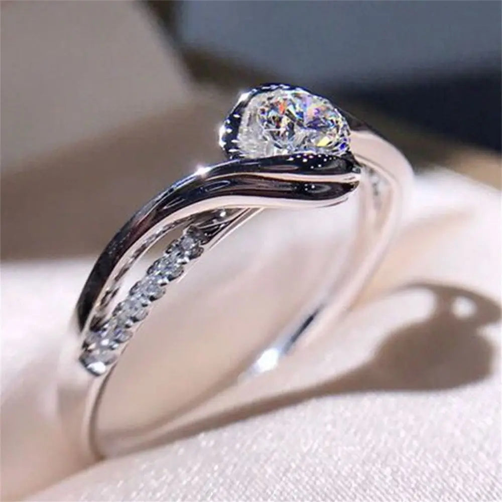 925 Silver White Sapphire Zircon Ring