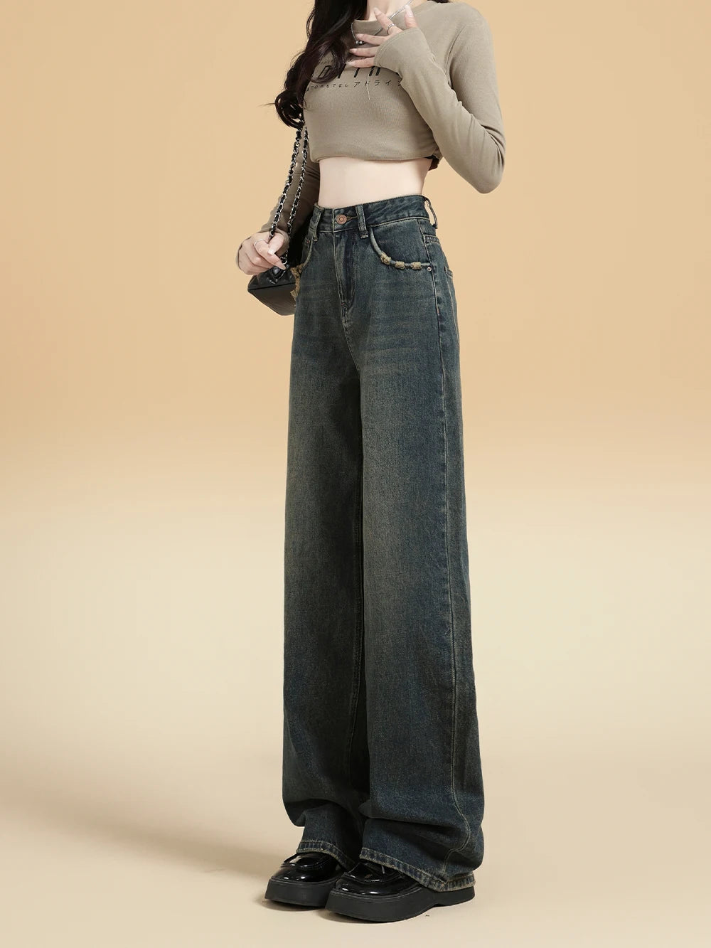 Wide Leg Jeans – Vintage Button Fly High Waist Baggy Style